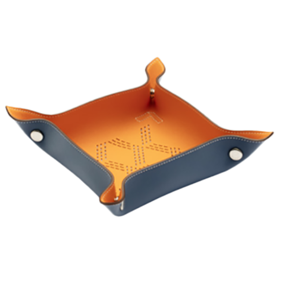 CALF LEATHER SERVING Tray Blue Orange