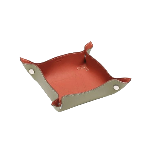 CALF LEATHER SERVING TRAY - GREY/BROWN